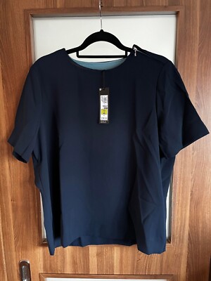 M&S Autograph Women's Blue Round Neck Half Sleeve Shell Top BNWT Size UK 12