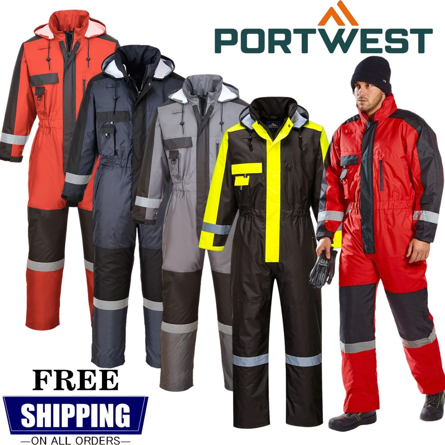 Portwest S585 Winter Coverall - Waterproof Cold Protection Padded Overall Suit