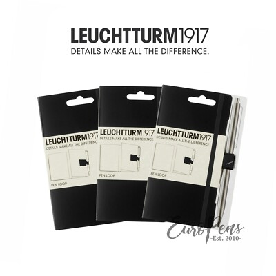 3er ER-PACK - Leuchtturm 1917 Stiftschlaufe Bleistifthalter für Notizbücher - schwarz 304637