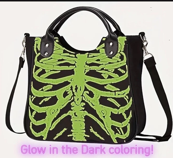 Cartera esqueleto que brilla en la oscuridad  Foto 2 de 3