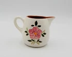 Stangl Pottery Wild Rose Creamer Pink Flowers Green Leaves Vtg Country Cottage