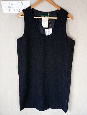 Harve Benard Kleid Staubtuch L 16-18 Tweed Wolle Knöpfe dunkelgrau smart