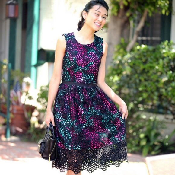 Wolven Anthropologie Women's Terrace Black Lace Overlay Floral Sheath Dress Wolven Anthropologie Women's Terrace Black Lace Overlay Floral Sheath Dress