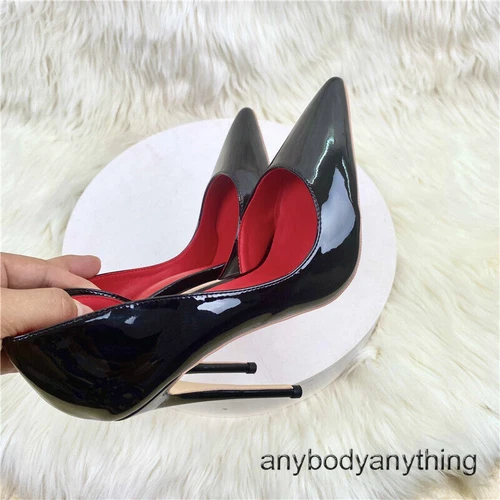 Scarpe eleganti da donna decolte in pelle verniciata tacco alto a punta stiletto festa - Foto 17 di 21