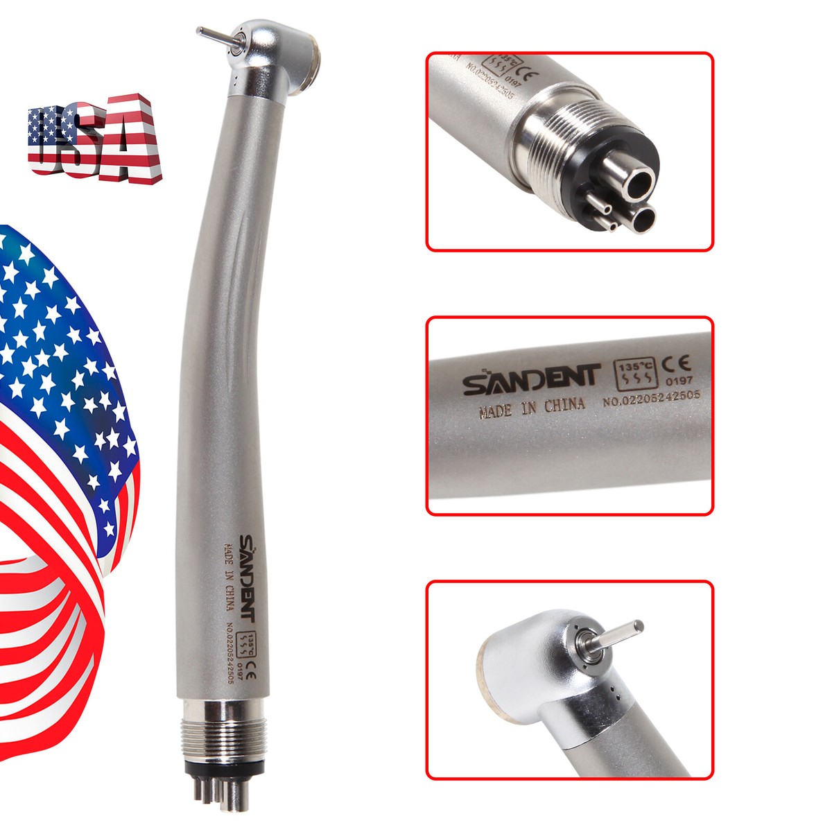 PANA-MAX SU B2/M4 Dental 45 Degree Angle Surgical High Speed Air Turbine Handpiece With Quick Coupler Fit NSK - Foto 2