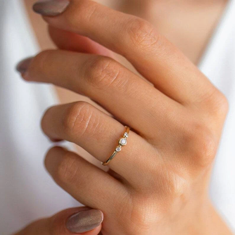Bezel set store stacking rings