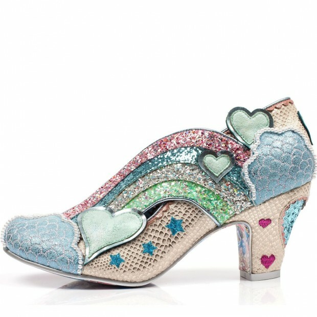 cream mid heel court shoes
