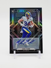 Jake Funk AUTO /199 ROOKIE CARD Holo (SP) 2021 Panini Obsidian #144 LA Rams (RC)