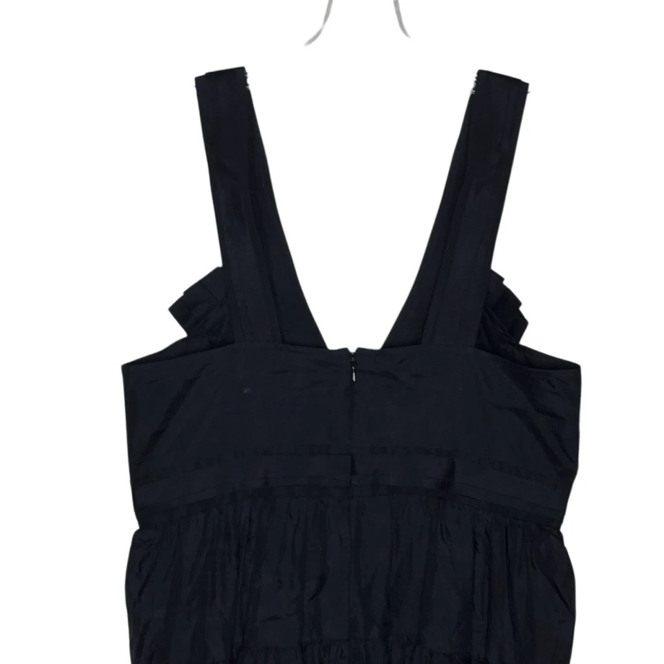 Mini Vestido Charles Chang-Lima Negro Sin Mangas Talla 6 Lana Mezcla Seda Plisado Foto 4 de 4