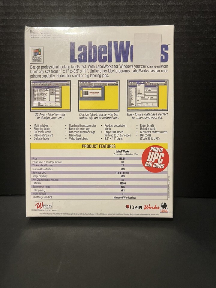 COMPU WORKS LABELS FOR WINDOWS CD ROM NIB SEALED Vintage | eBay