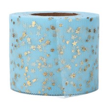 (Himmelblau)2er-Pack 6 Cm Heißpräge-Goldstern-Mesh-Bandrolle Handgefertigtes
