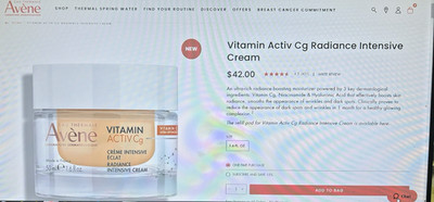 New Avene Vitamin Activ Cg Radiance Intensive Cream 50ml 1.6oz 11/2027 Wrinkles