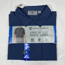 Rugged Elements Long Sleeve Guide Shirt, Men's Large, Blue, Quick Dry, NEW hike