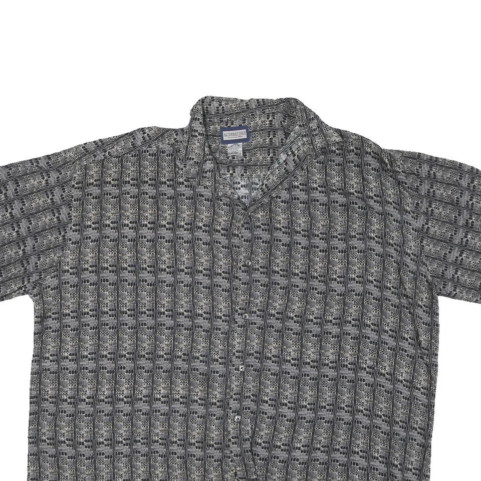 Camisa ALTERNATIVA Para Hombres Patrón Blanco y Negro Rayón XL Informal Manga Corta Foto 2 de 4