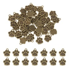 50Pcs Dog Paw Print Charms, 15x12.5mm Animal Footprint Pendants, Bronze