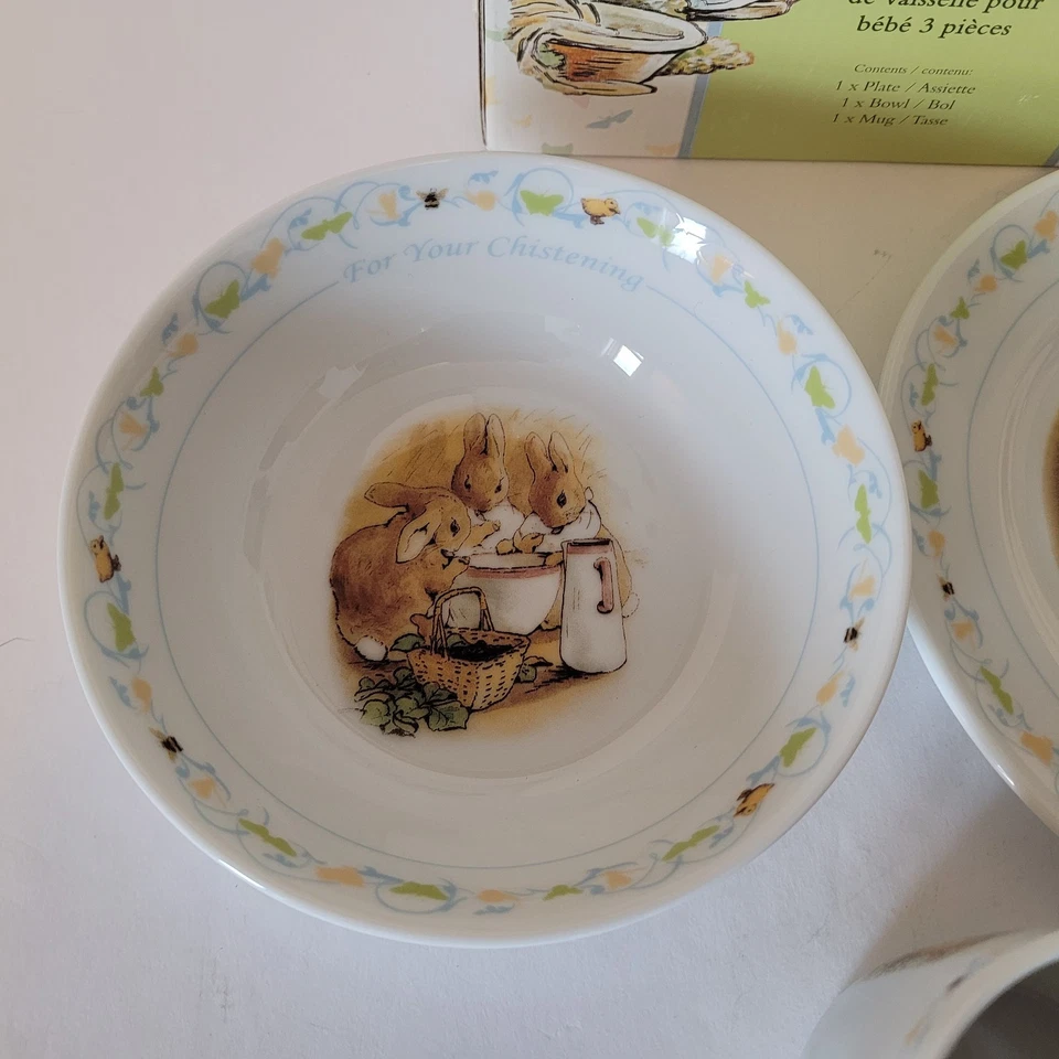 Wedgwood Peter Rabbit Juego de Guardería de 3 Piezas Colección de Bautizo Foto 3 de 4