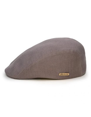 Sterkowski Gecko Linen Flat Cap, Gray Size 61, Peaked Ivy Summer Newsboy Hat NWT