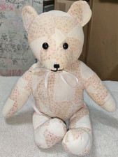 16" Handmade Patchwork Teddy Bear Quilt Fabric Stuffed Vintage Style Distressed