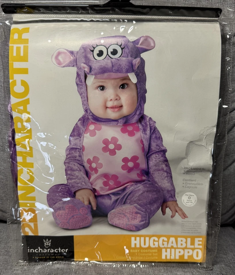 Lindo disfraz de hipopótamo abrazable para bebé InCharacter talla S (6-12 meses) púrpura #120 Foto 2 de 4