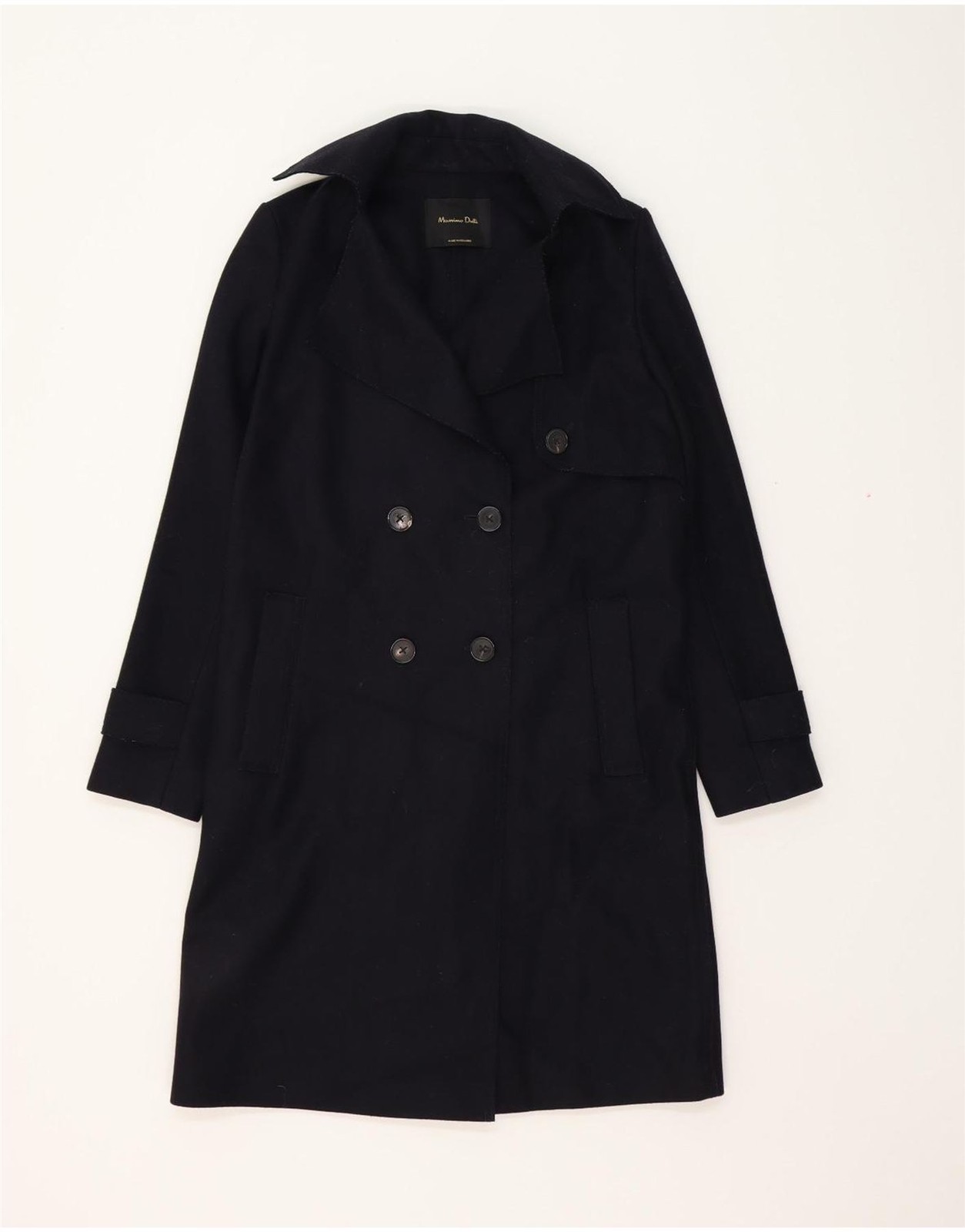 MASSIMO DUTTI Womens Oversized Double Breasted Coat EU 34 2XS Navy Blue AK15