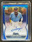 2023 Bowman Junior Caminero Chrome Auto Blue Refractor 1st Prospect #/150 Rays