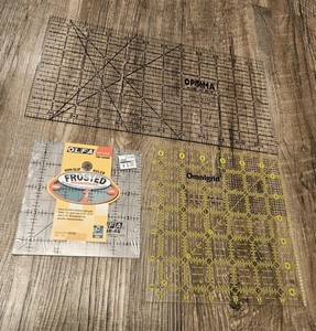 OLFA QR-4S 4 1/2 Square Non-Slip Craft Acrylic Ruler & Omnigrid 65G Optima Lot