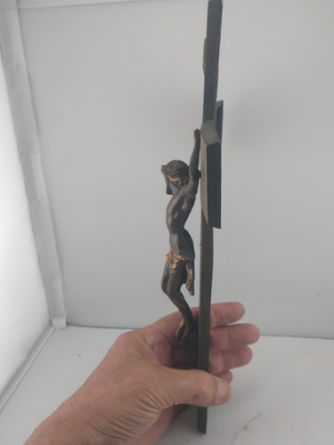 Antique Metal Church Chapel Altar Cross w/ Corpus, 12 1/4" (CU127) Chalice Co. - Picture 3 of 6