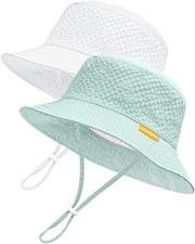 Baby Sun Hat Toddler Boy Bucket Hat Kids Summer 6-24 Months White/Lightblue