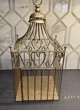 Vintage Brass Gold Tone Hanging Birdcage Heart Square Plant Holder Bird Cage