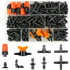 280 Pcs Drip Irrigation Fittings Kit for 1/4" Tubing： 1/4 Inch Drip System Ba...
