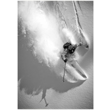 Extreme Powder Skiing Action Black And White Snow Sports Poster