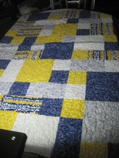 Handmade Quilt Throw Blanket Seashore Shell Theme Blue,Yellow,White Lightweight
