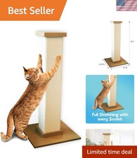 32" Beige Cat Scratching Post with Sturdy Base - Encourages Healthy Stretch