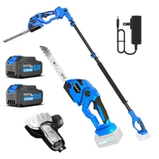 Cordless Hedge Trimmer, 2-in-1 Electric Grass Shears Shrubbery Trimmer with B...