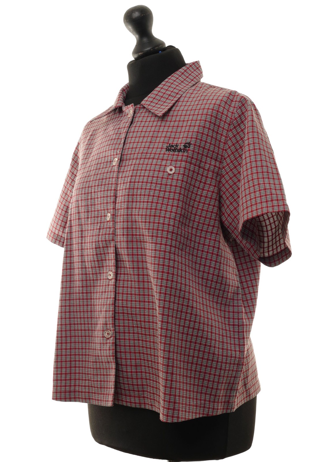 Jack Wolfskin Ladies Travel Outdoor Blouse L Red Checkered Short Sleeve image 3