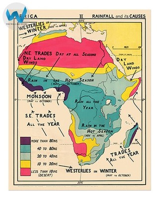 Educational Poster Africa's Rainfall Patterns Wall Art 12X16/16X20/18X24/24X36