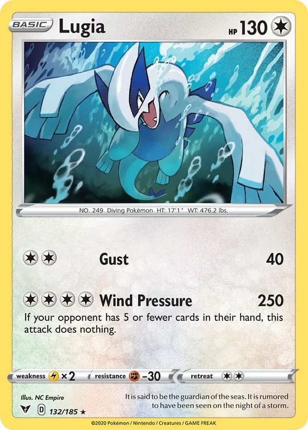 Lugia Holo Rare Holo SWSH04: Vivid Voltage 132/185 NM Pokémon TCG