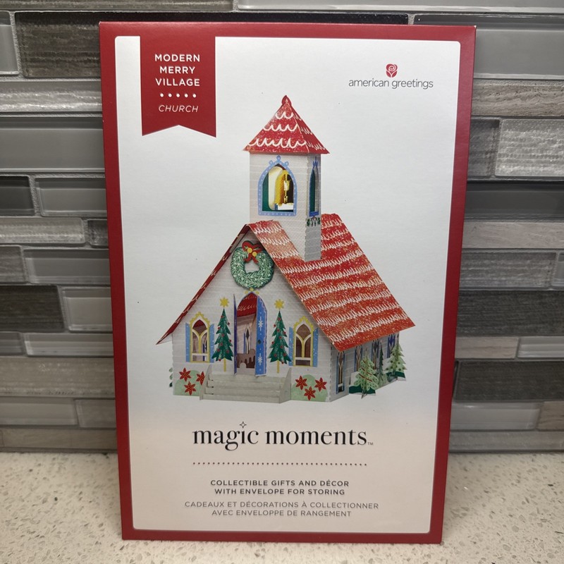 New Vintage American Greetings Church Modern Merry Village Pop Up Decoration