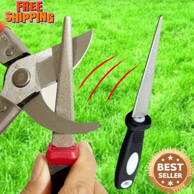 Diamond Sharpening Stone Double Sided Flat Curved Knife Sharpener Handle..
