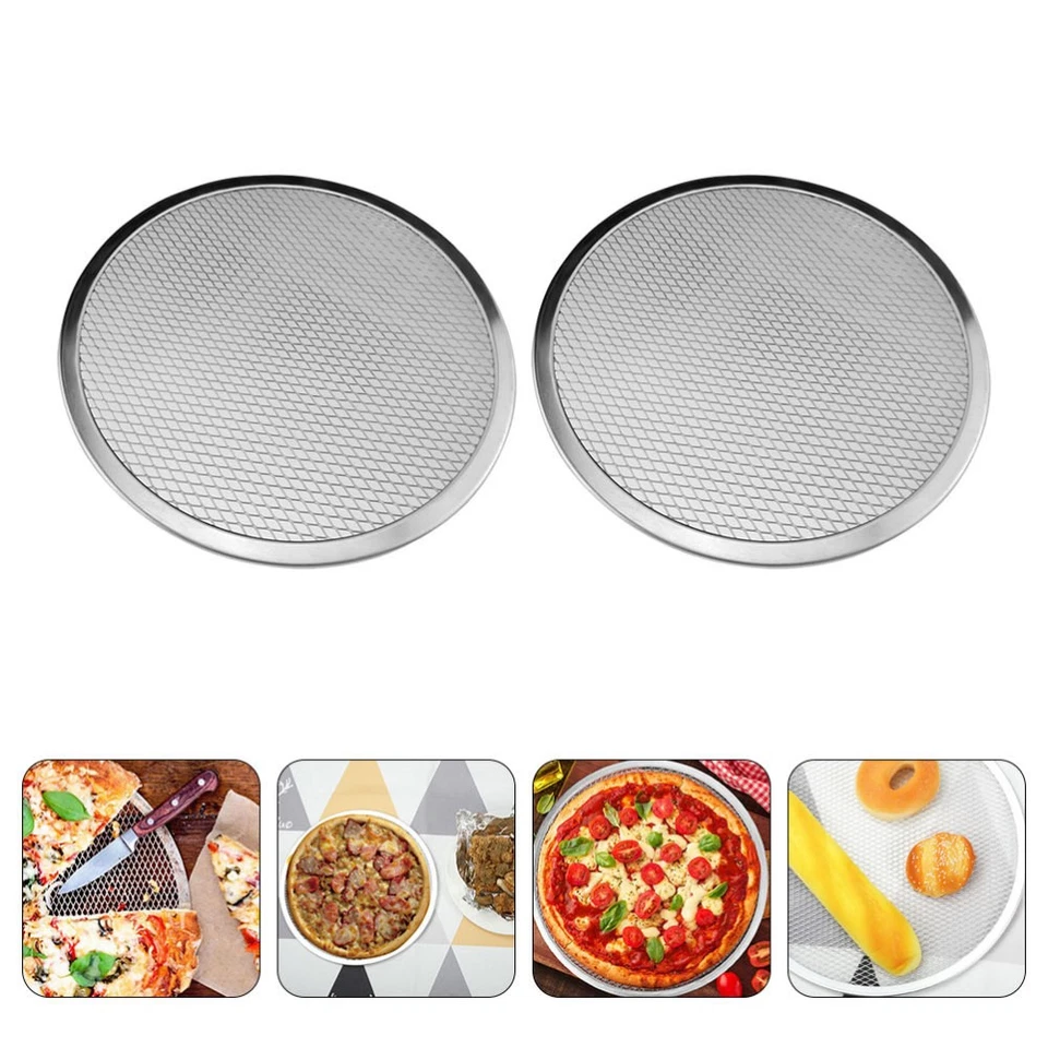 2 Pcs Aluminium Backform Pizzablech Für Backofen Pizzaofenpfanne Runde Pfannen - Bild 2 von 4