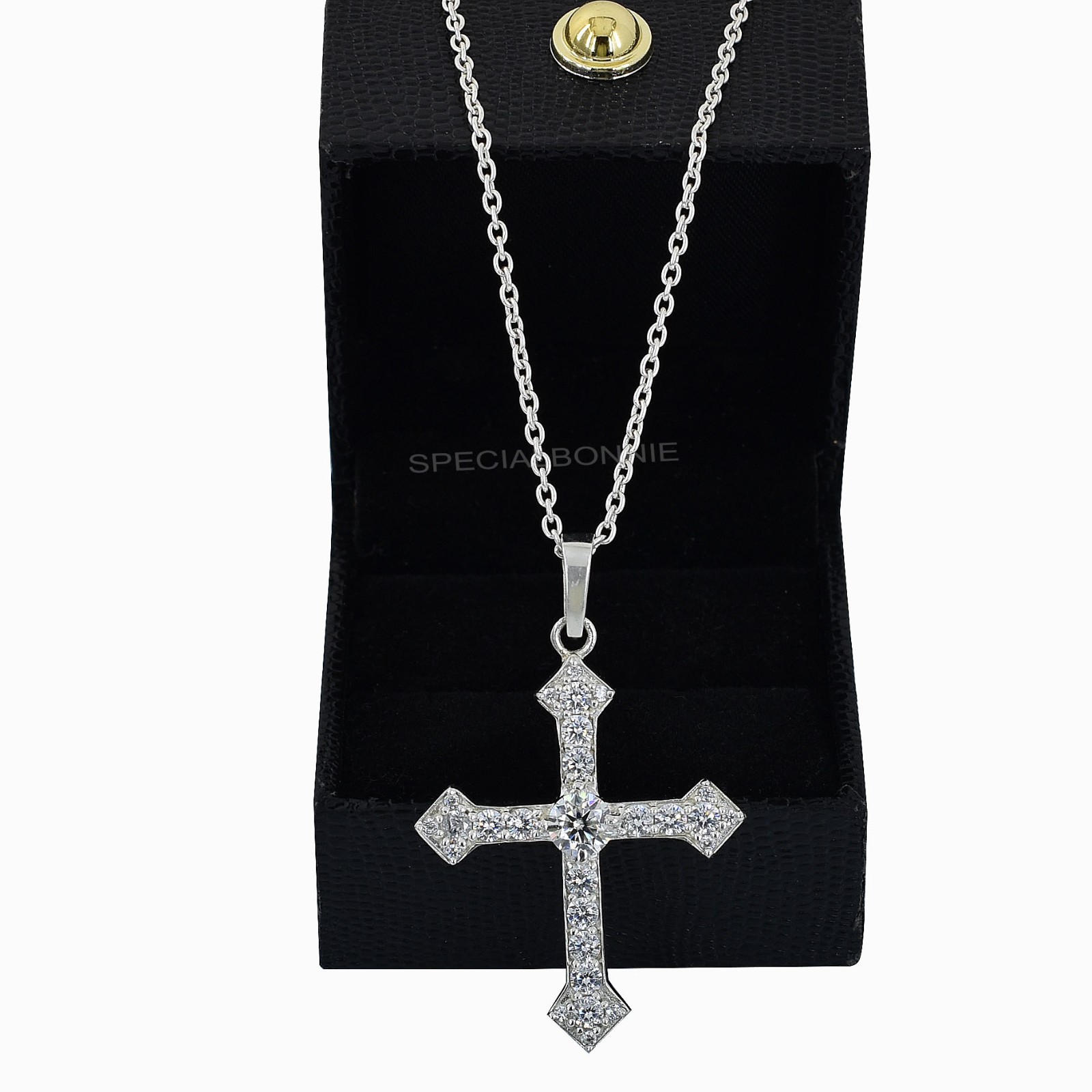 2.20 Ct Certified Diamond Unisex Cross Pendant ! FREE Diamond studs!