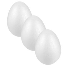 3pcs Easter Craft Eggs DIY White Smooth Polystyrene Foam Egg Shapes for Spring