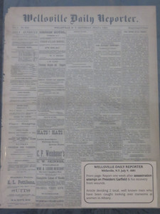 July 1881 Wellsville Daily Reporter President Garfield Assasination NY Newspaper