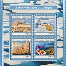 DJIBOUTI GLOBAL WARMING STAMPS MNH 2017 WILD ANIMALS WILDLIFE SCUBA DIVER DEER