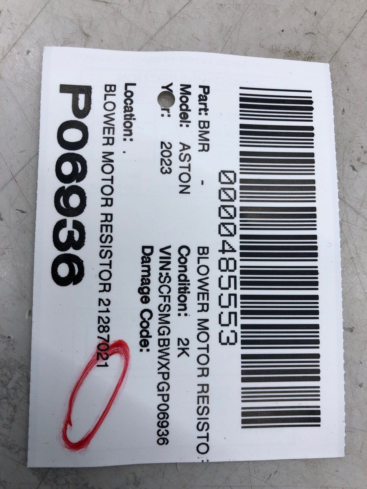2019-2023 ASTON MARTIN VANTAGE BLOWER MOTOR RESISTOR 2128702110
