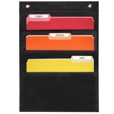 3 Pocket File Chart Black 14x19.5 Inch Wall Hanging Folder Organizer Storage