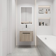 24 " Modern Design Float Bathroom Vanity With Ceramic Basin Set, Wall Mounted