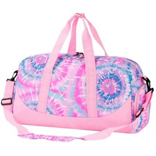 Kids Duffle Bag, Girls Tie Dye Overnight Travel Bags for Kid with Shoes Compa...