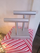 Wood 2 Tier Bracelet Bangle Jewelry Holder Stand Display Silver