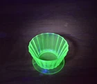 Vintage Tiffin Uranium Green Depression Ribbed Glass Sherbet Bowl / Dessert Cup